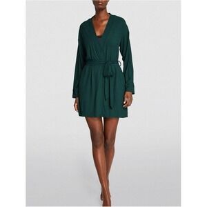 SKIMS Soft Lounge Short Robe Cypress Green Ribbed Modal Wrap Mini SL-WRP-5015 SM